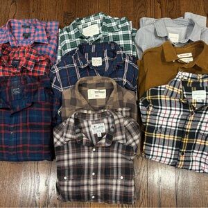 Super bundle of 10 shirts flannel button up plaid size small.